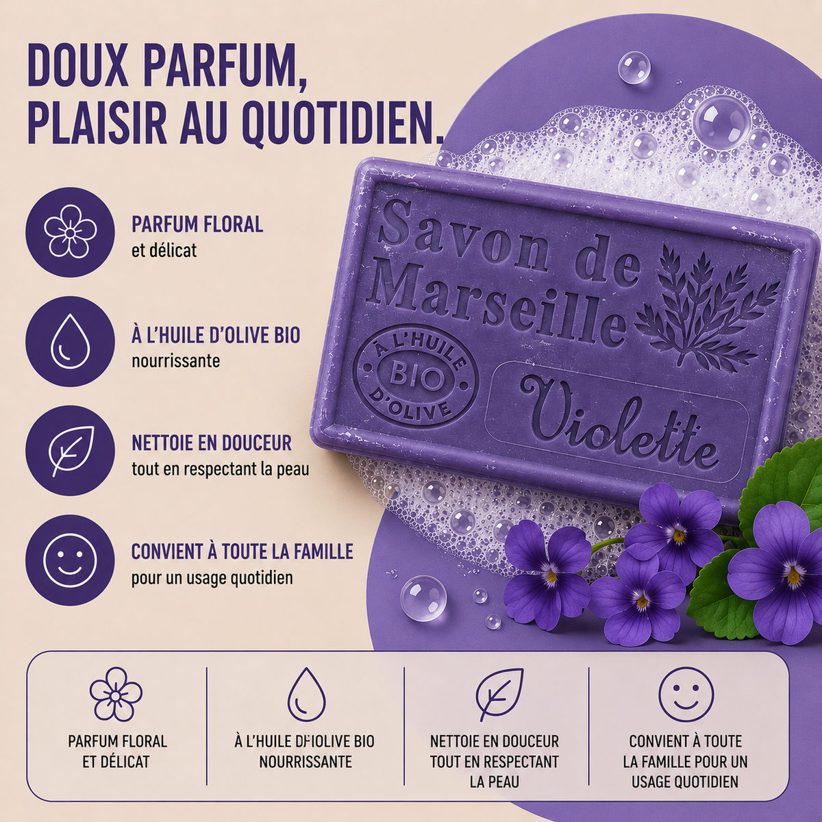 Savon de Marseille Violette