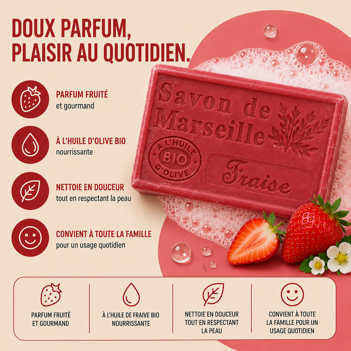 Savon de Marseille Fraise
