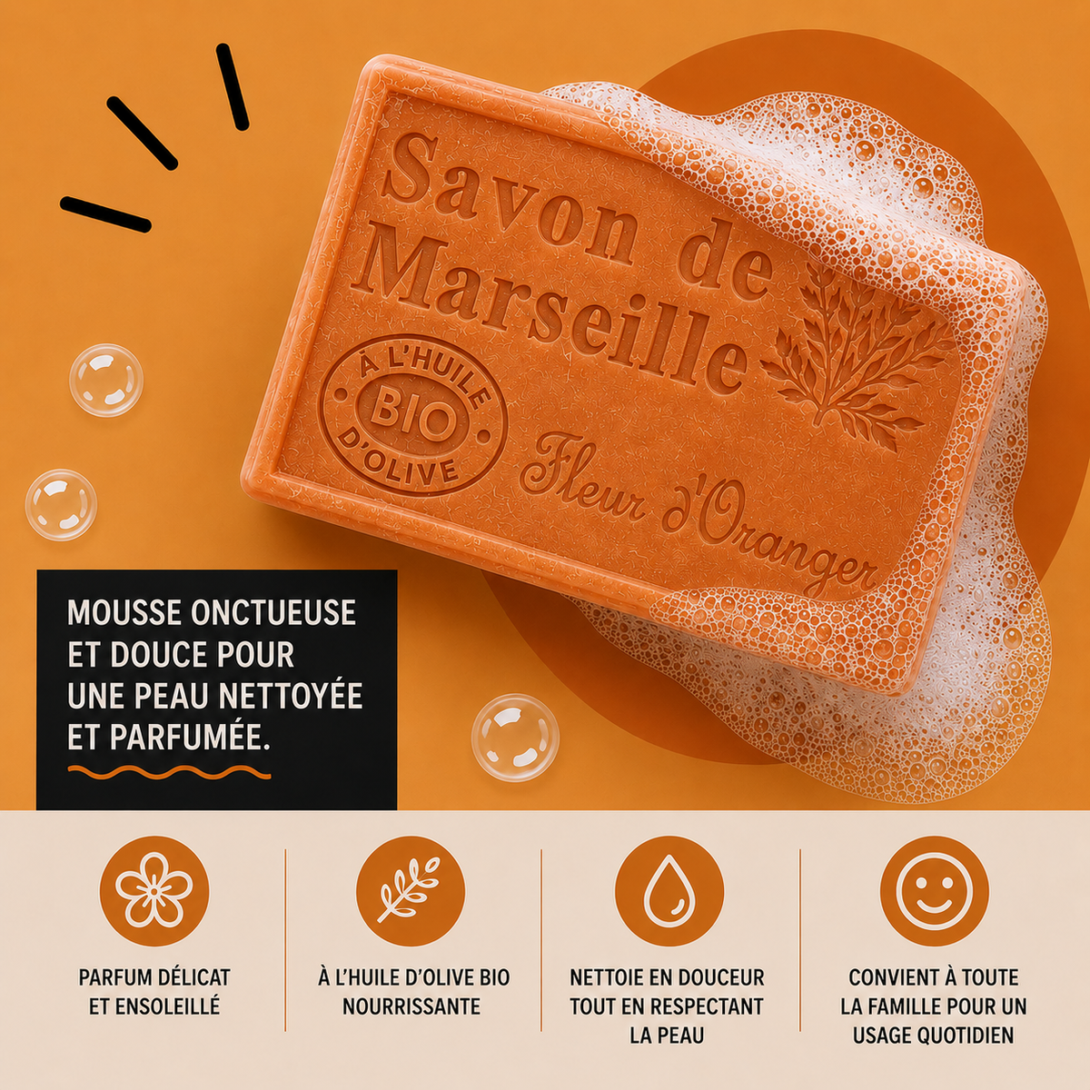 Savon de Marseille Fleur d'Oranger