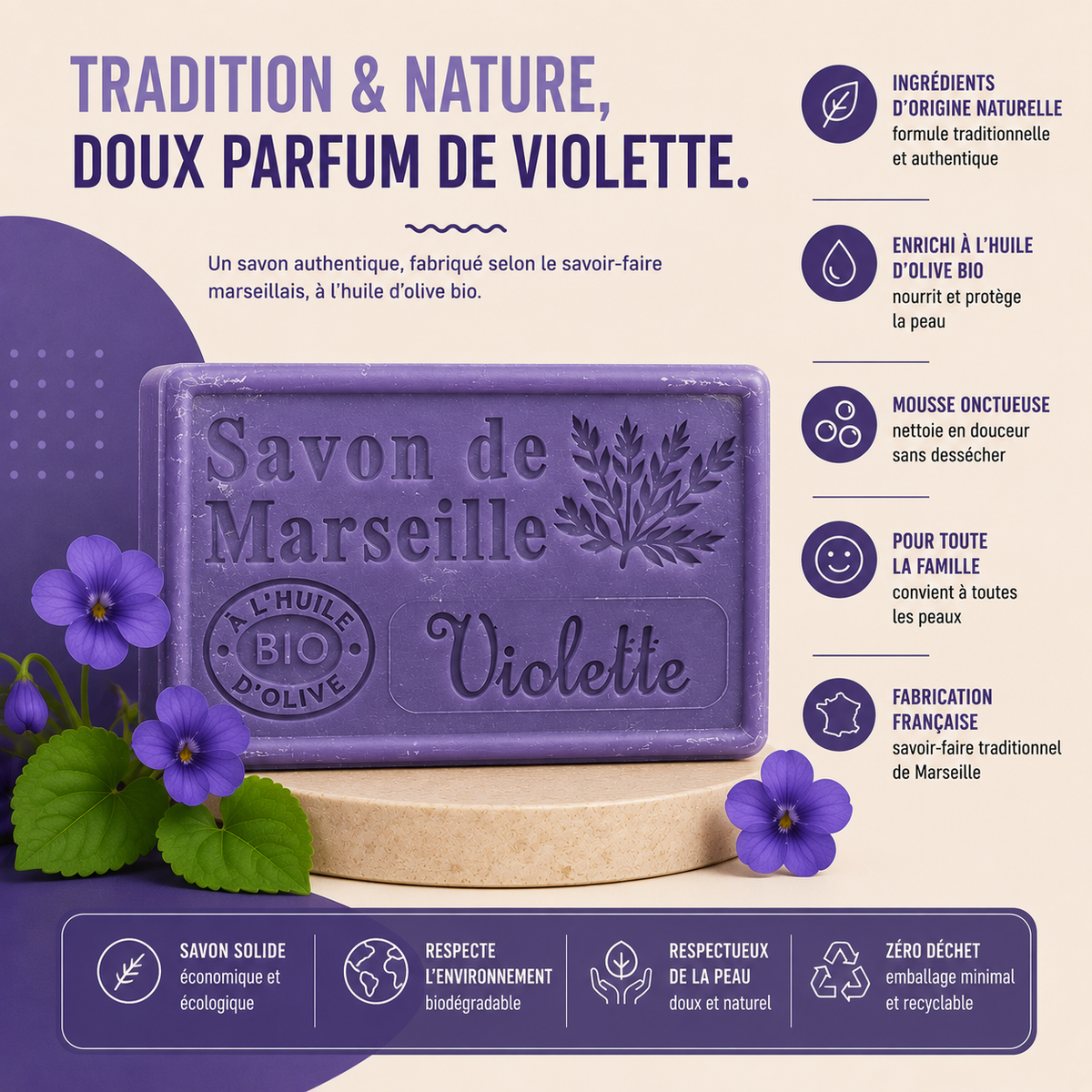 Savon de Marseille Violette